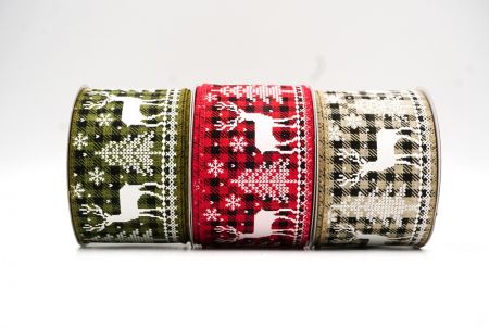 Tartan Christmas Reindeer Design Wired Ribbon - Tartan Christmas Reindeer Design Wired Ribbon